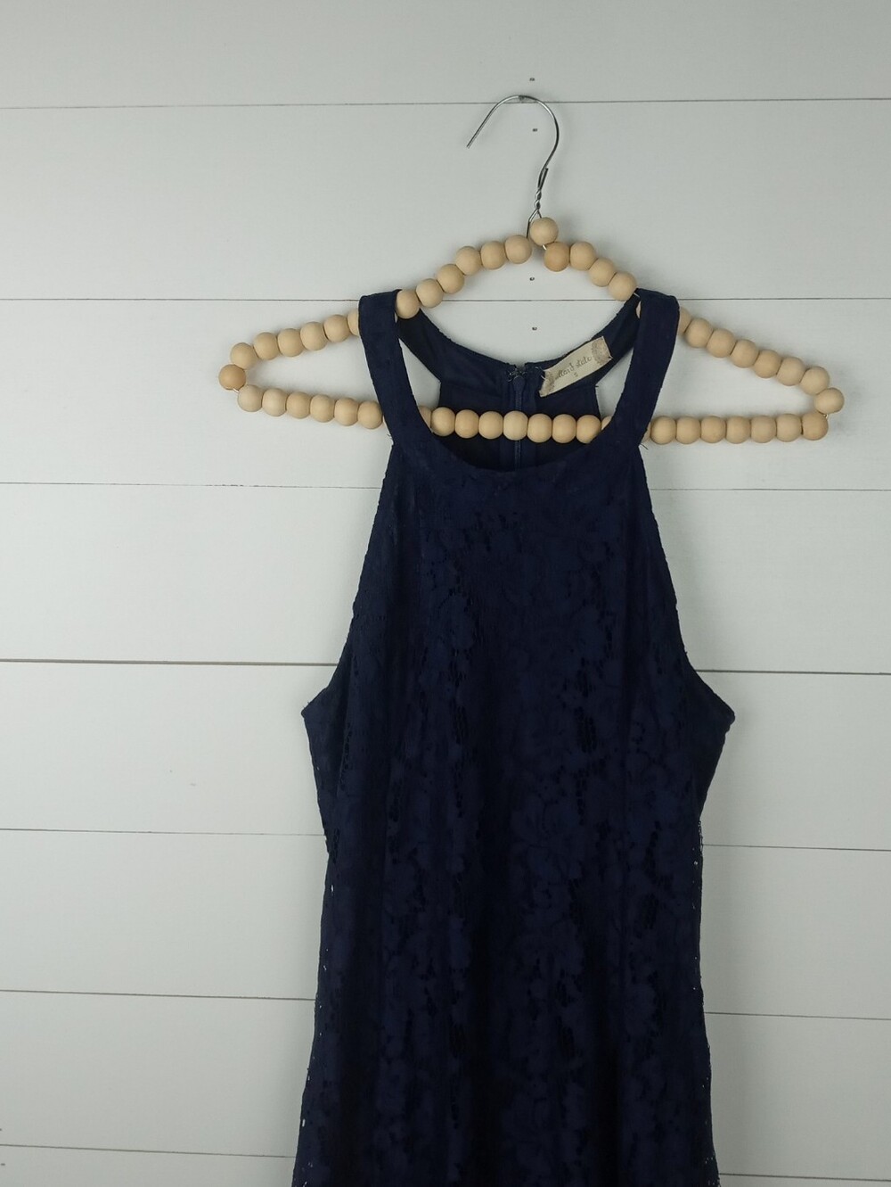 Altar'd State Womens size S navy blue full lace halter like top dress zipper